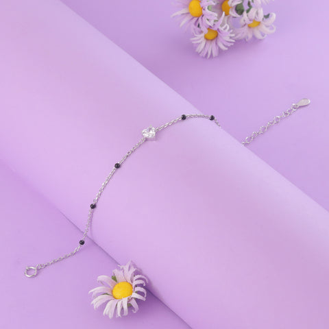 925 Sterling Silver Heart Mangalsutra Bracelet for Women