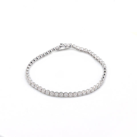 Bezel Set Diamond Tennis Bracelet In Silver