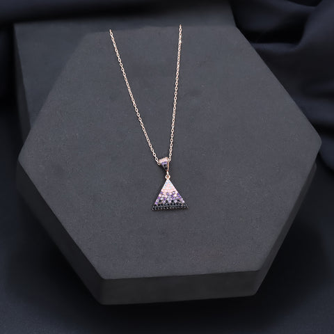 Rose gold triangle multi diamond necklace with earring