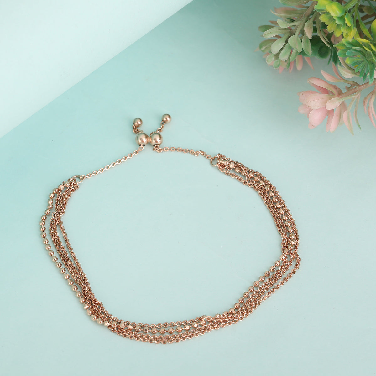 Multi layer rose gold bracelet