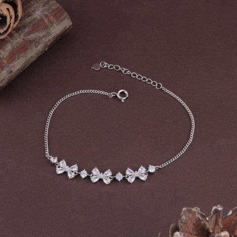 CZ Stones Adjustable Bow Charm Bracelets for Women