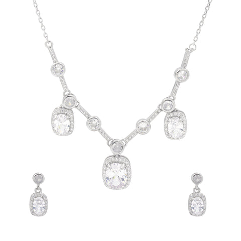 925 silver Sapphire Necklace & Earrings Set