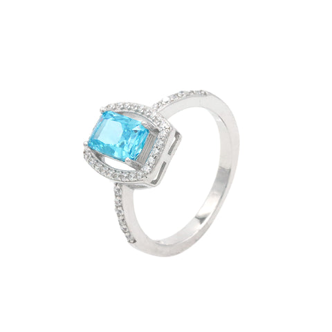 Silver Blue Gemstone Ring