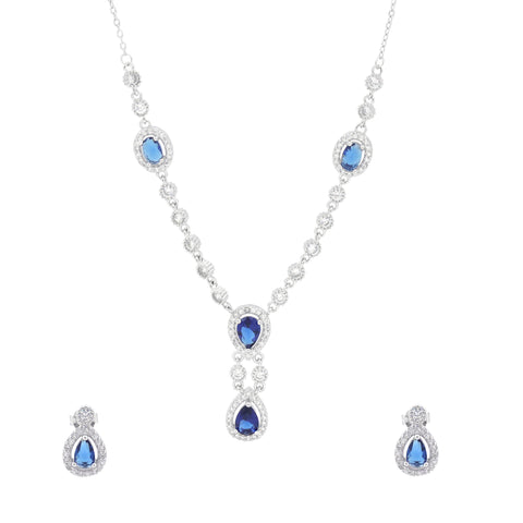 Eri Silvers Sapphire Sparkle Necklace & Earring Set