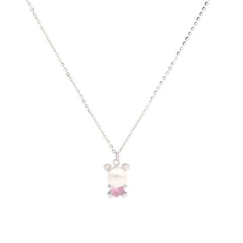 925 Silver teddy bear shape heart pendant with chain