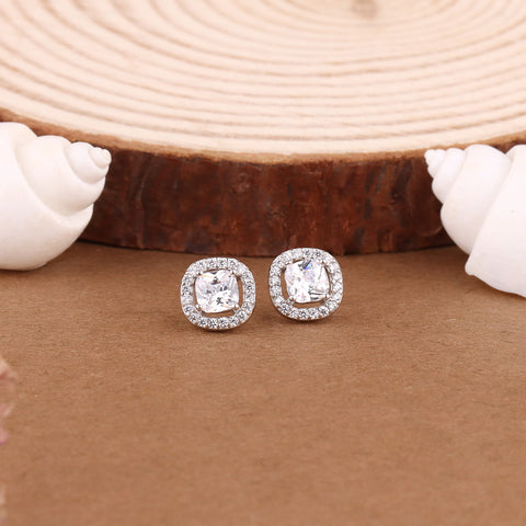 Silver  Square Studs Earrings