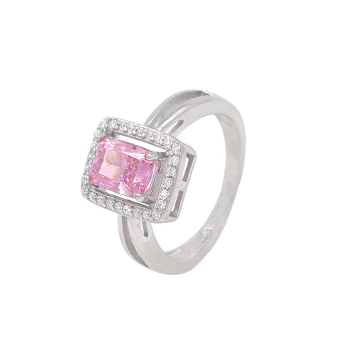 Silver 925 Double Layer Pink Sapphire Diamond Ring