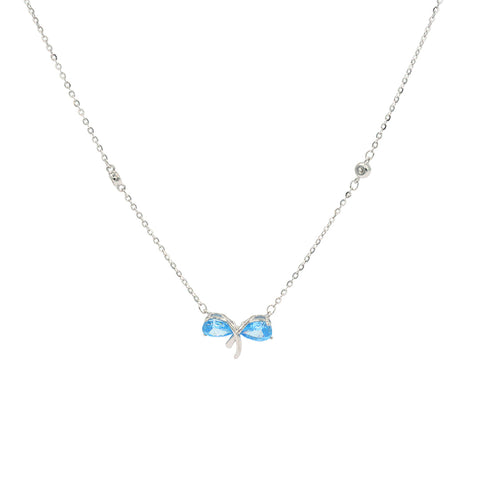Ribbon Necklace with Blue Topaz Stone