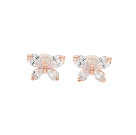 Butterfly 92.5 Rose Gold Plated  Silver Earrings For Women