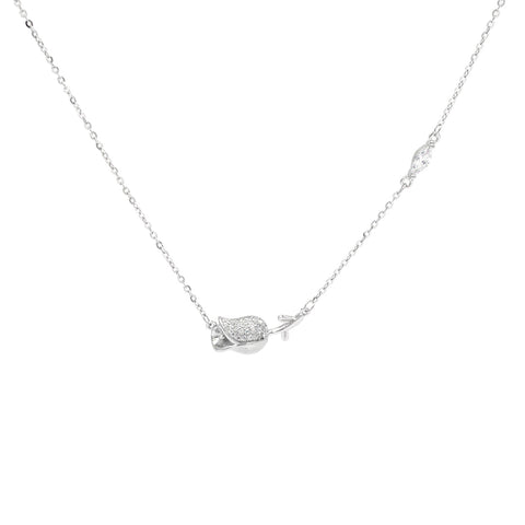 Silver Rose Pendant With Chain