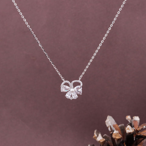 Sterling Silver Daily Ware Floral Pearl  Pendant Necklace for Women