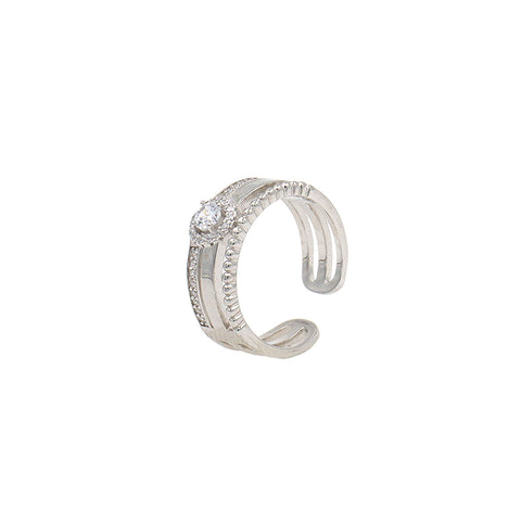 Silver Cubic Zirconia  Band Adjustable Ring