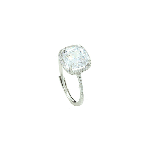 Cushion Cut Halo Solitaire fashion ring