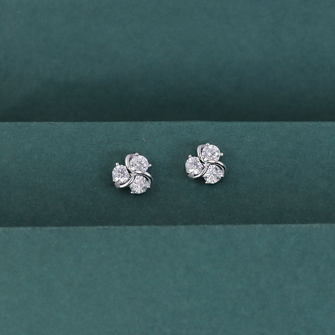 Elegant 925 Silver CZ Stud Earrings for Women