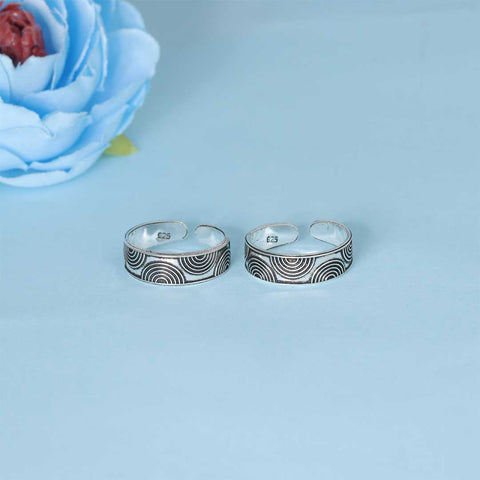 925 Sterling Silver Geometric Circle Toe Rings for Women