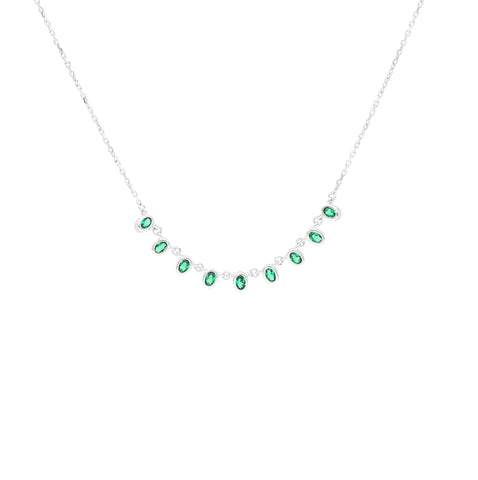 925 Sterling Silver Green Stone Pendant Chain for Women