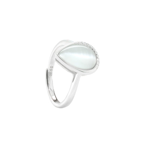 Sterling Silver Pear Shape White Stone Ring for Women