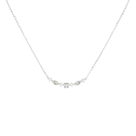 Silver-Plated Cubic Zirconia-Studded Pendant With Chain