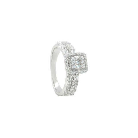 Princess-Cut Composite Diamond Square Frame Ring