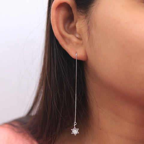 Long Chain With Star Silver Earring