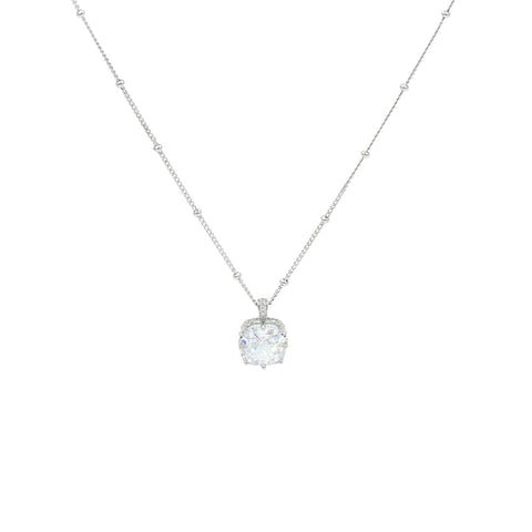 Silver Single Diamond Pendant With Chain