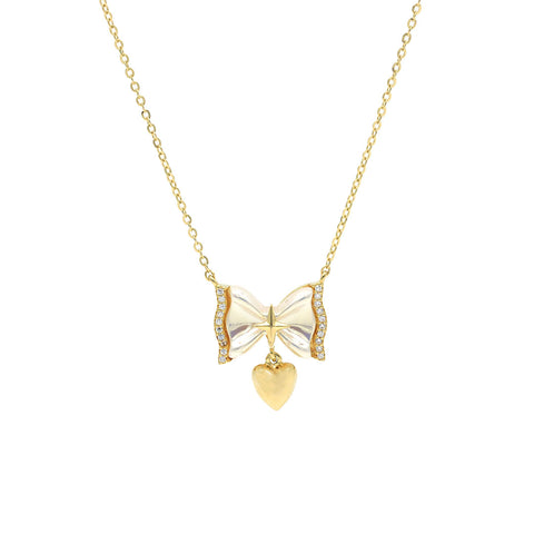 Gold Plated Butterfly Hanging Heart Pendant With Chain