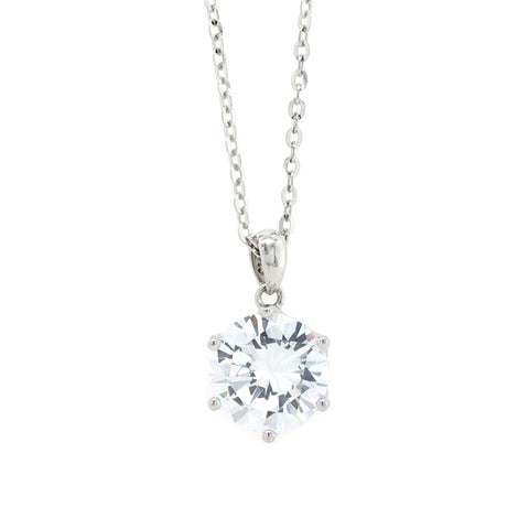 Silver Single Diamond Pendant With Chain