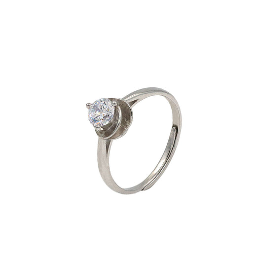 Rise Up Flower Single 925 Silver Diamond Adjustable Ring
