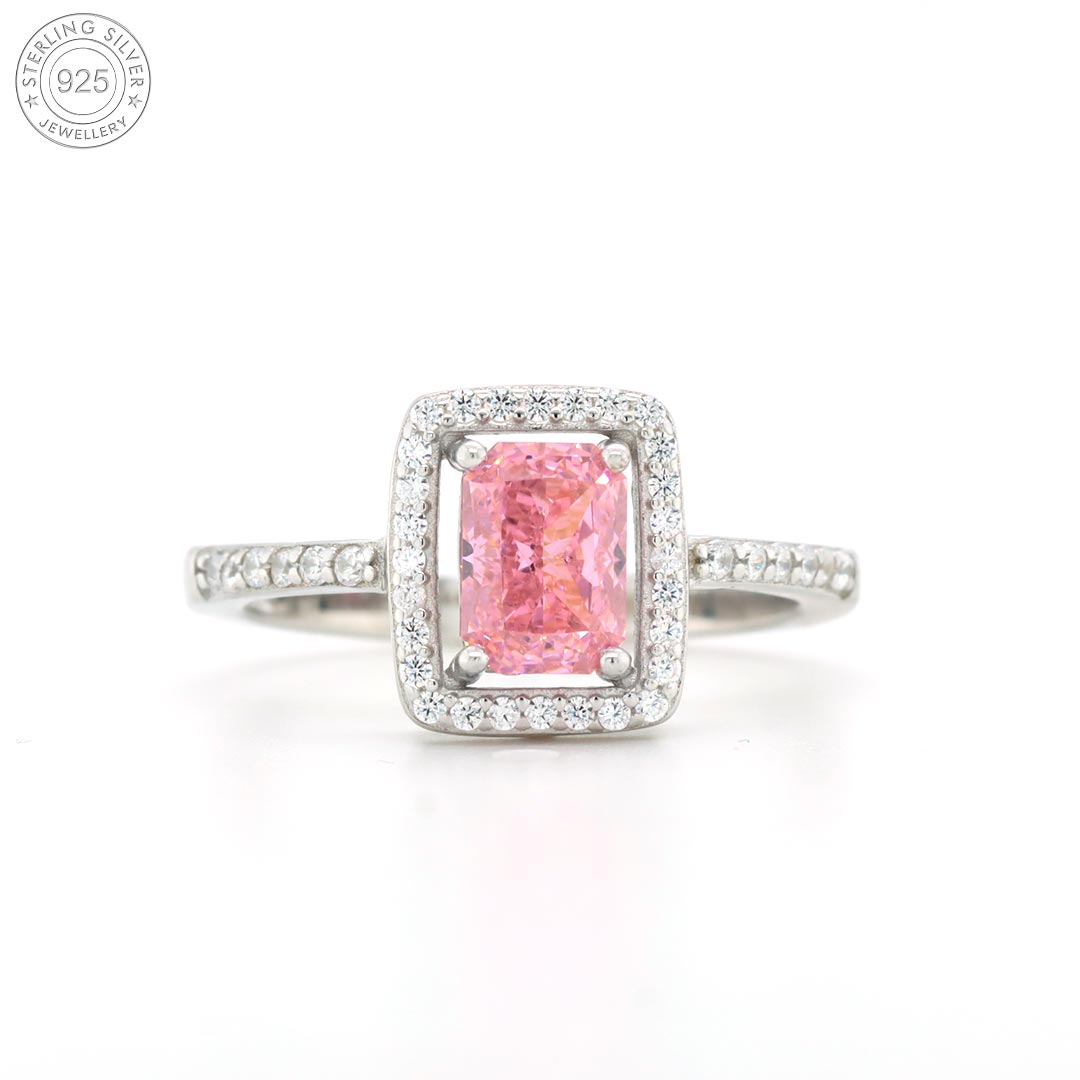 Pink sapphire diamond ring