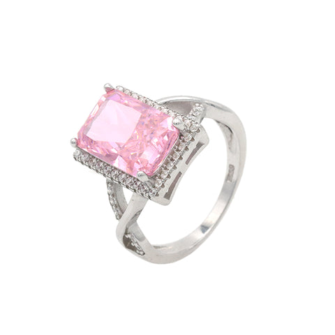Silver Pink Sapphire Lnfinity Diamond Ring