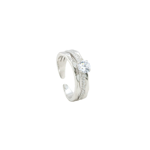 Modern Textured Silver Band for Women