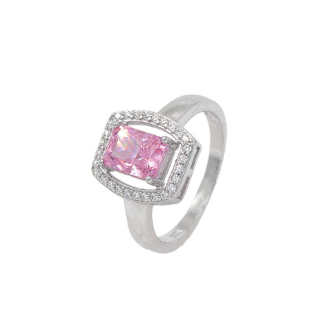 Daily Wear Pink Sapphire Diamond Silver Ring for Her