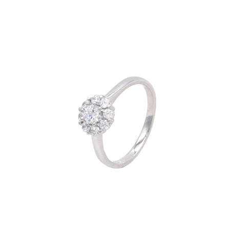 925 Silver Floral Design Diamond Studded Ring