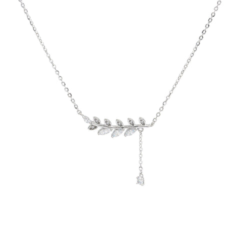 CZ Leaf Pendant & Chain for Women
