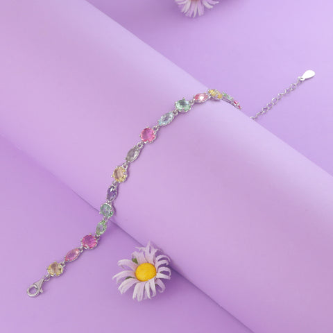 Multicolor Gemstone Sterling Silver Bracelet