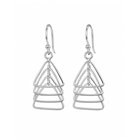 925 Sterling Silver Geometric Triangle Drop Earrings