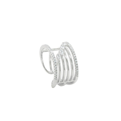 Modern six Layer Silver Ring with Clover Design