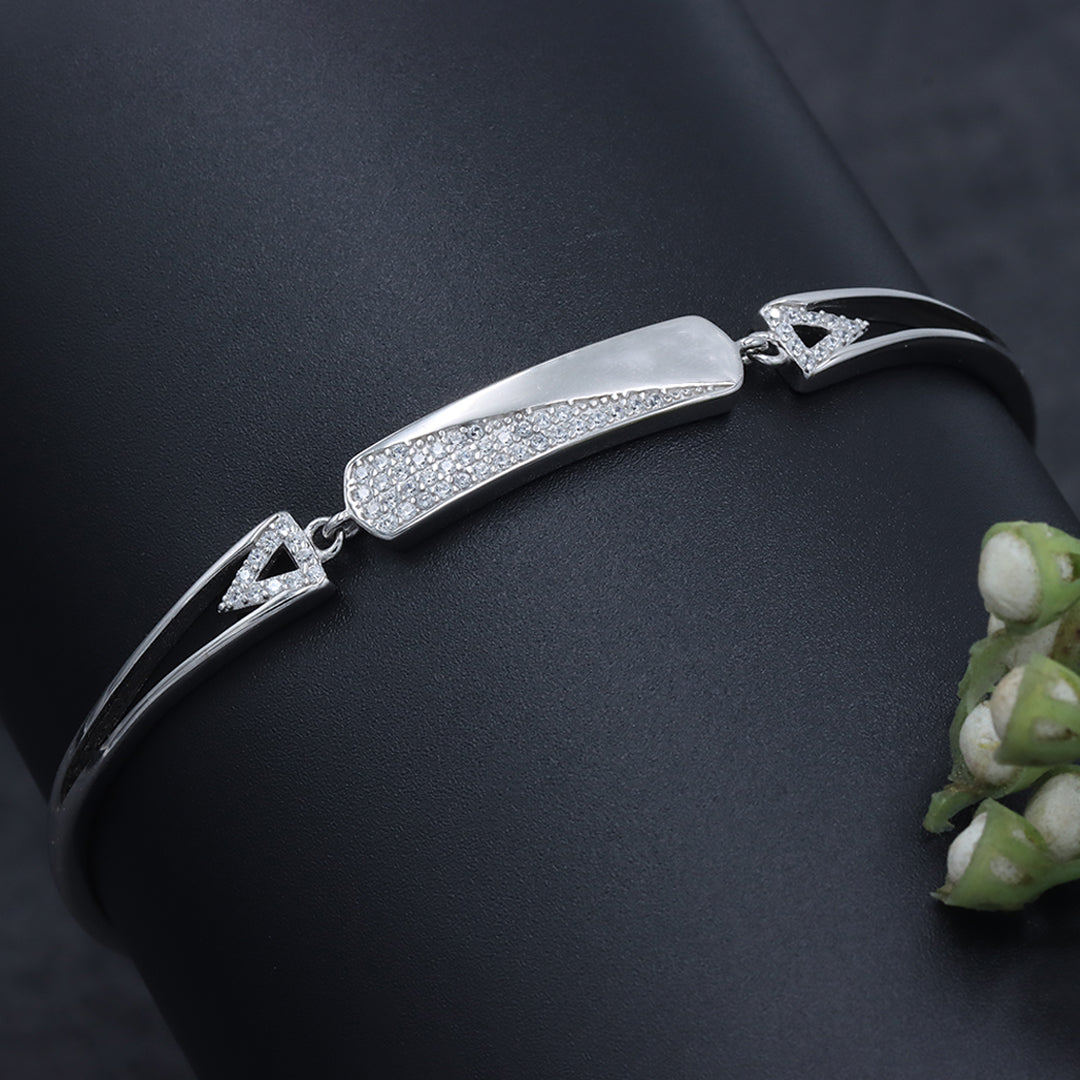925 Sterling silver matt half diamond bracelet