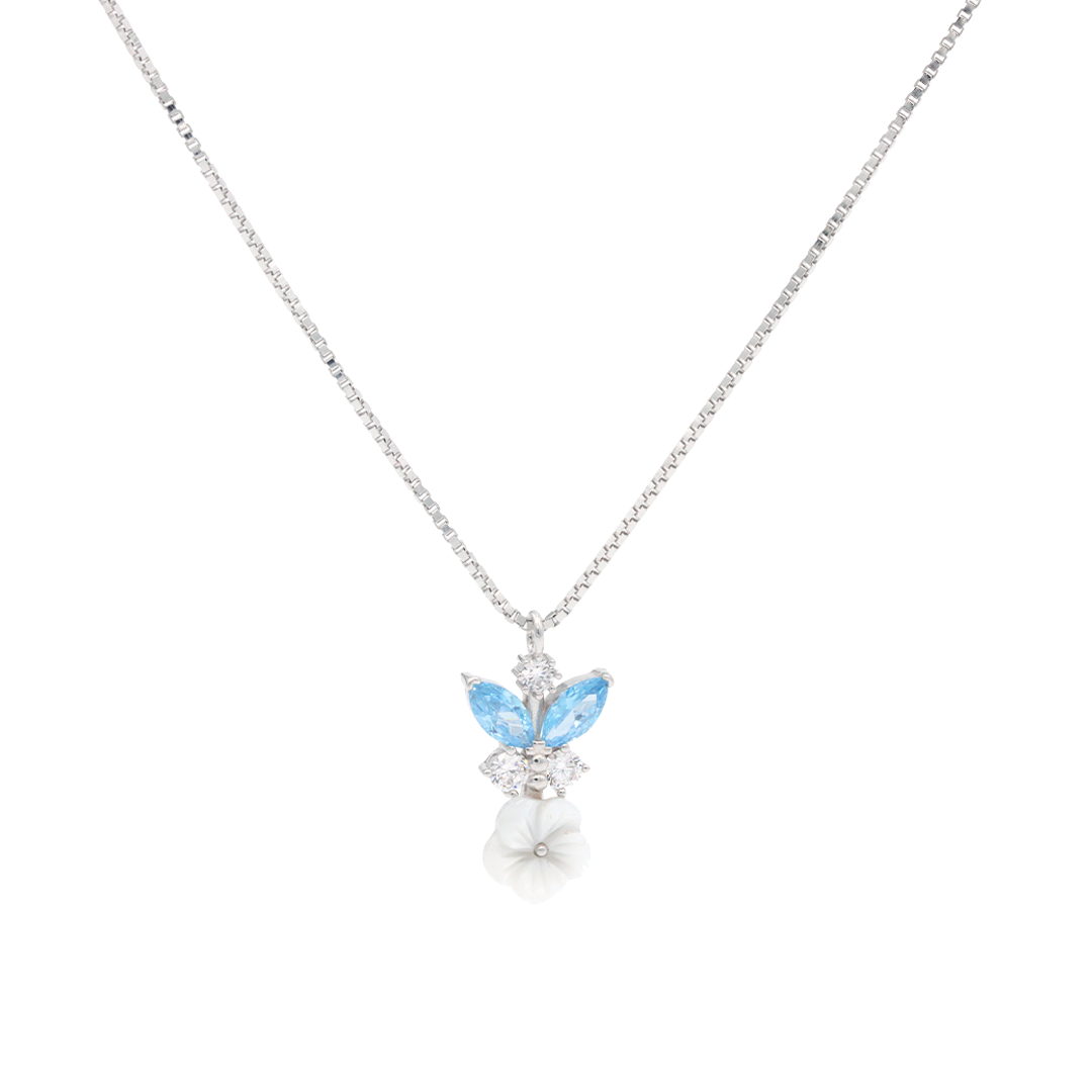 925 Silver Cubic Zirconia Dainty Flower Charm necklace