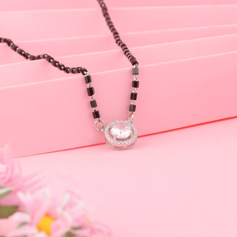 92.5 Silver Round Solitaire Mangalsutra