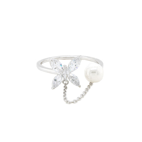 Pearl Butterfly' Whispers Silver Ring