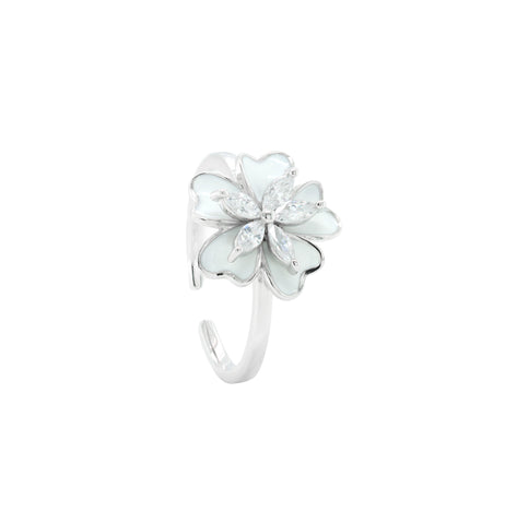 White Floral CZ Diamond Ring for Women