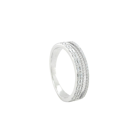 Sterling Silver and Cubic Zirconia Half Eternity Band Ring