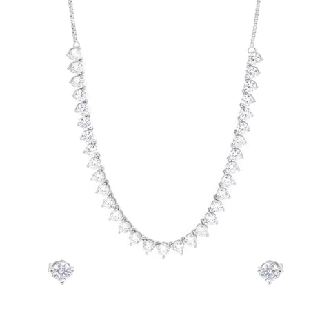 925 Sterling Silver Solitaire Necklace & Earrings Set