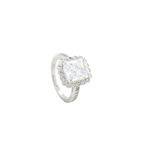 Sterling Silver  Crown Crystal Zircon  Ring