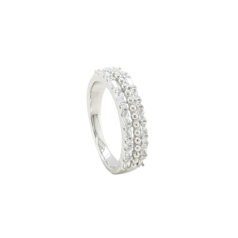 Silver Wedding Diamond simple Band Ring