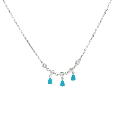 Silver Stones-Studded & Beaded Necklace