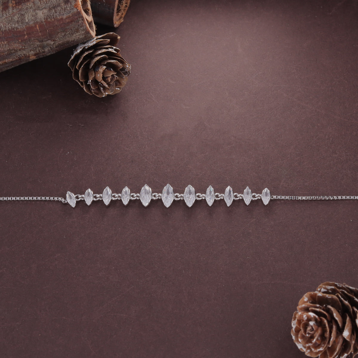 CZ Diamond Leaf Bracelet for Women