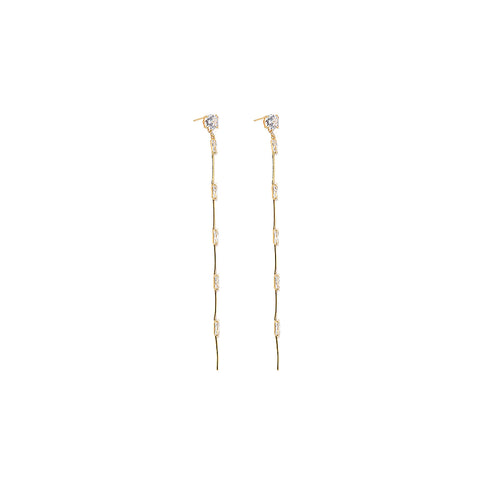Gold Plated Hanging Diamond Earrings
