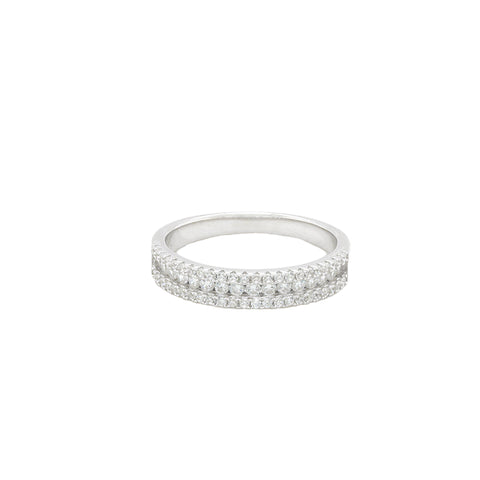 Round Shape White Diamond Sterling Silver  Ring